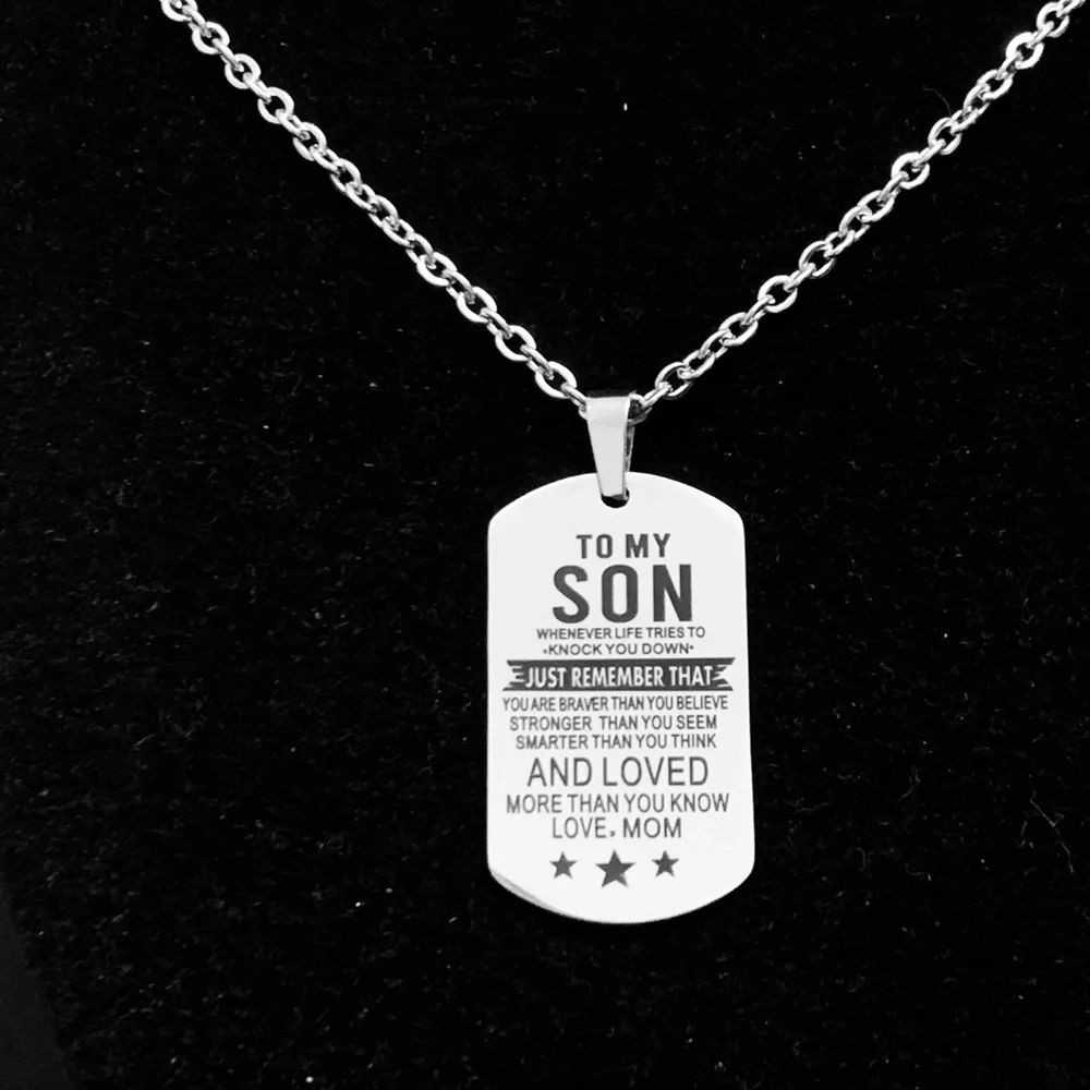 To My Son” from mom Sentimental military dog tag necklace